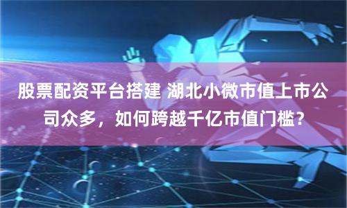 股票配资平台搭建 湖北小微市值上市公司众多，如何跨越千亿市值门槛？